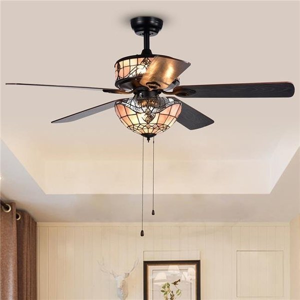 Warehouse Of Tiffany Warehouse of Tiffany CFL-8285BL 28 in. Orla 4-Light Indoor Hand Pull Chain Ceiling Fan; Black CFL-8285BL